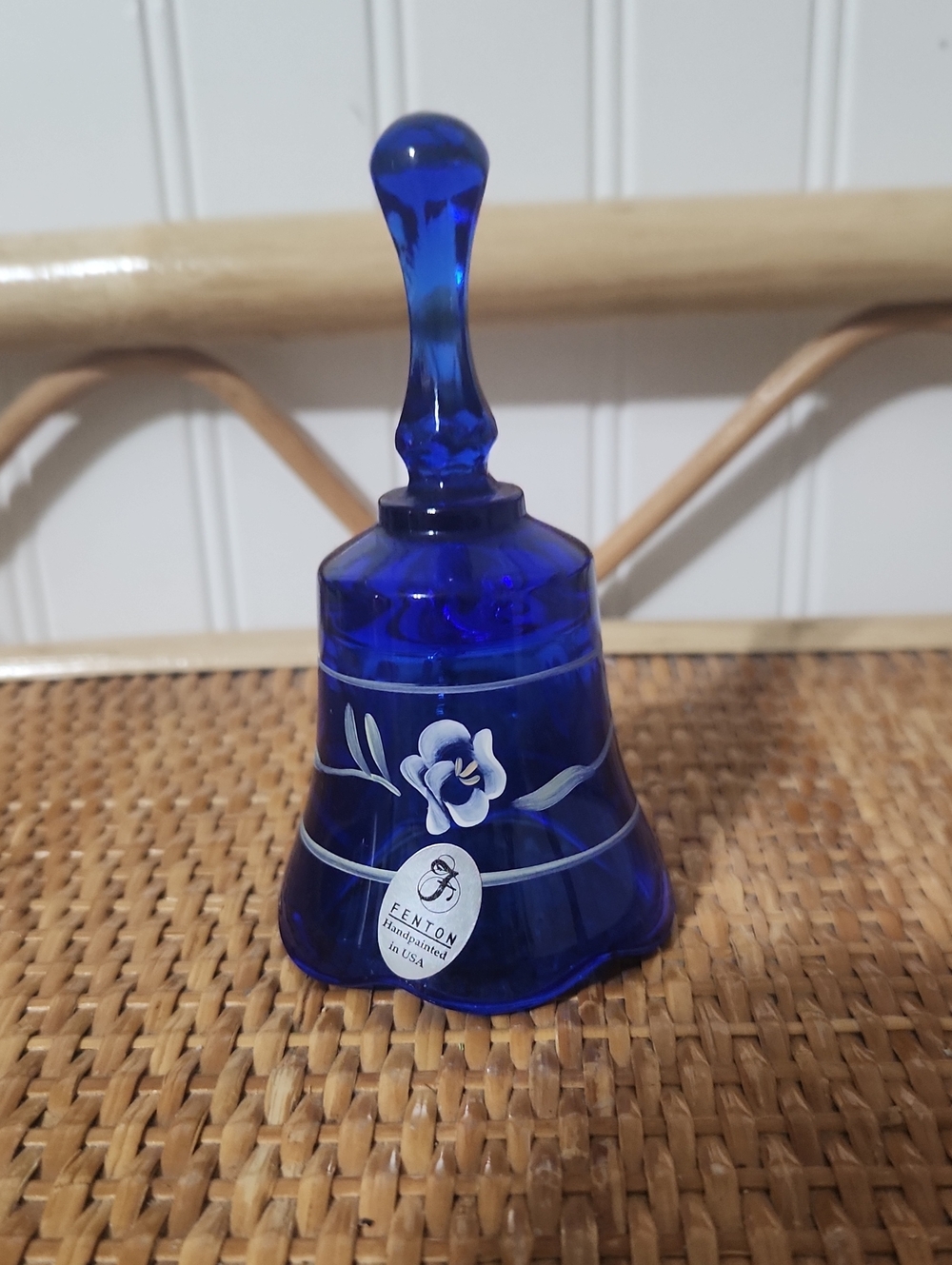 Fenton Colbalt Blue Handpainted Signed Bell